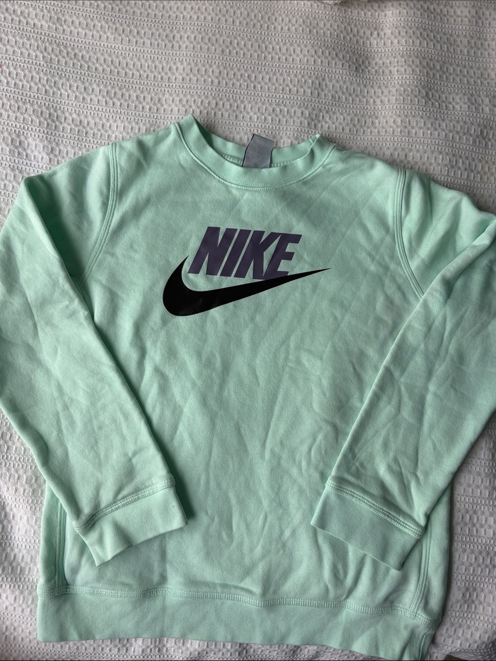 Nike Mint Green Pullover Sweatshirt with Black Swoosh